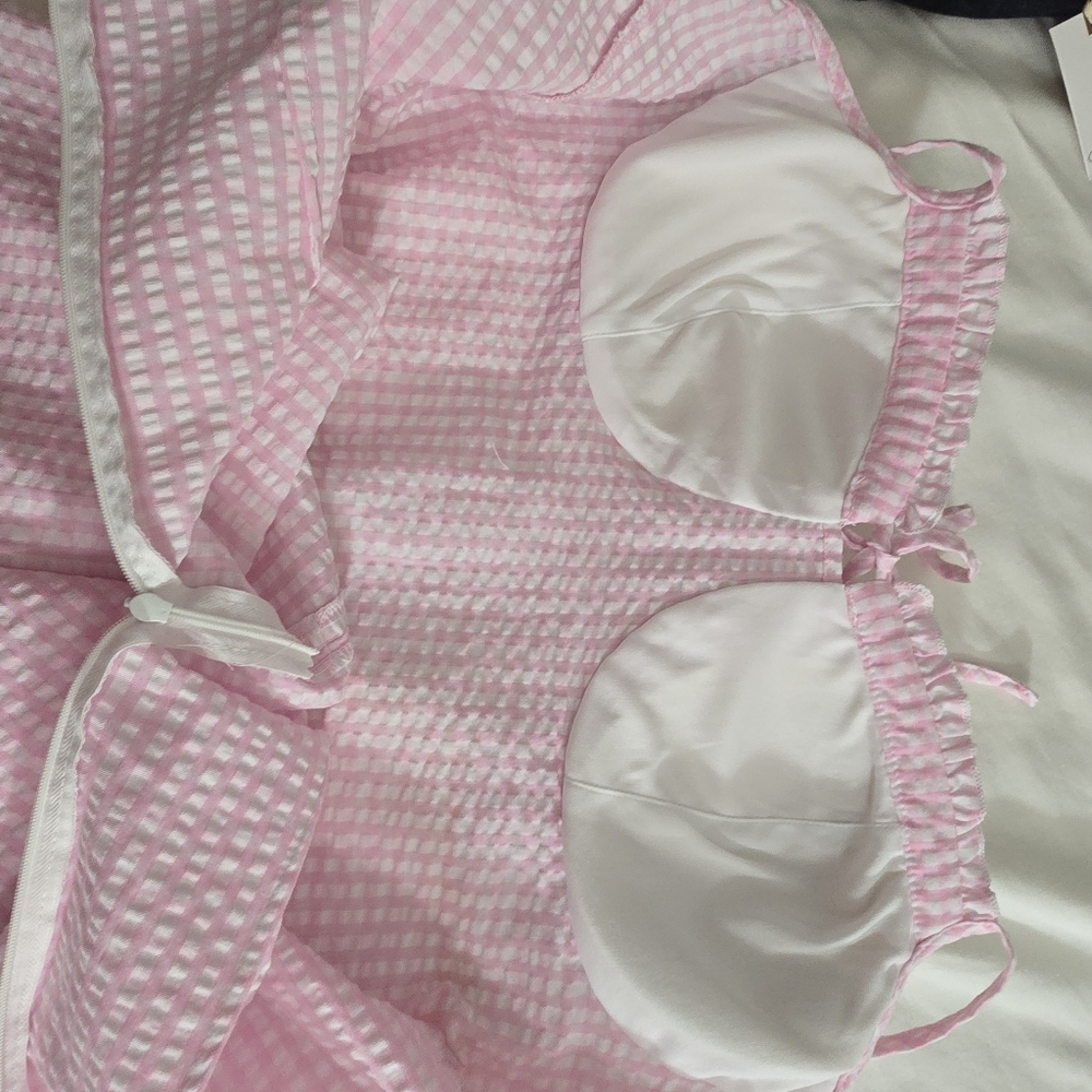 No Boundaries Pink Gingham Mini Dress Juniors L 11-13 Cottagecore - Picture 8 of 10